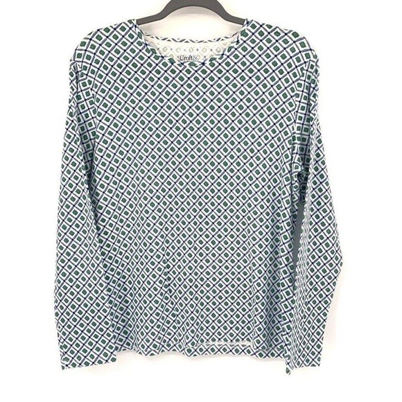 Croft & Borrow Classic Tee Blue Green Diamond Pattern Size Medium - Picture 1 of 4